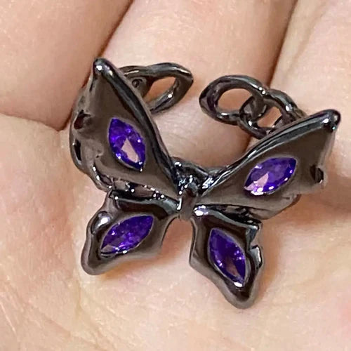 Purple Stone Butterfly Rings