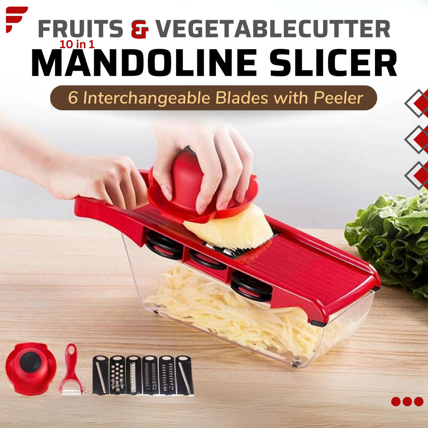 Fruits and vegetable 6 in 1 mandoline slicer