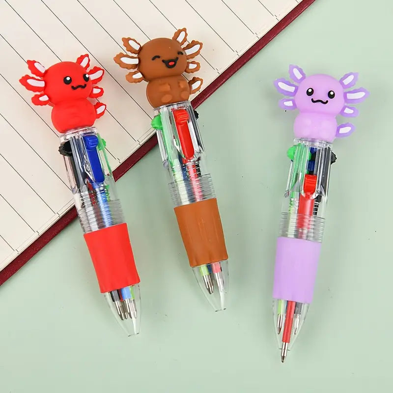 Cute Axolotl Multicolor Pen Cartoon Writing Pen For Kids