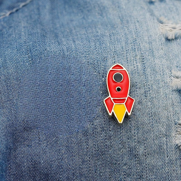 Half Inch Metallic Rocket Lapel Pin