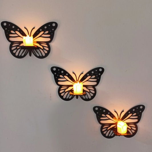 Set of 3 Wooden Butterfly Decorations