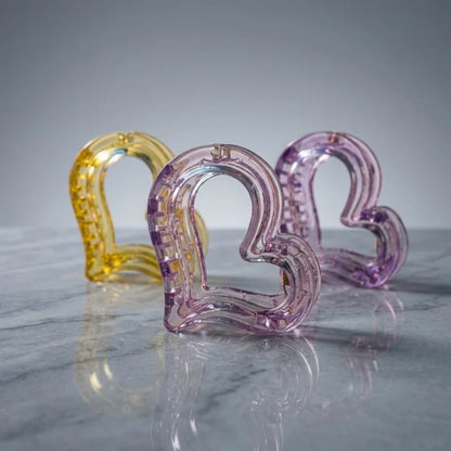 3Pcs Heart Shaped Hair Clutcher Claw Clip (Random Color)