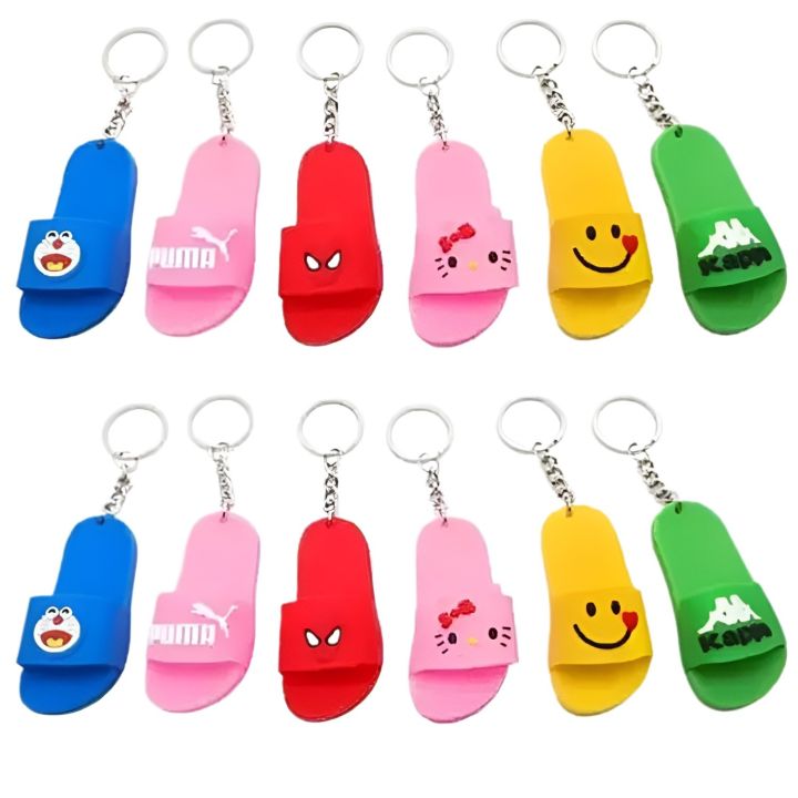 1 Pcs Mini Cartoon Rubber Slipper Keychain(Random Design)