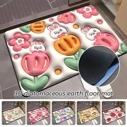 Soft Non Slip Multi Flower Design 3D Door Entrance Mat(Random Design)