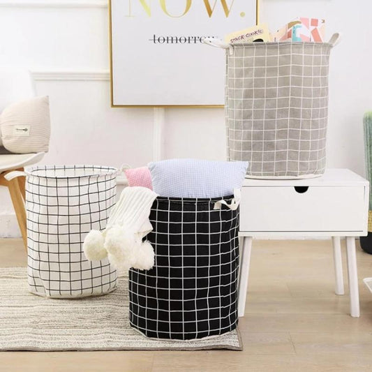 Folding Fabric Laundry Basket(Random Colour/Design)