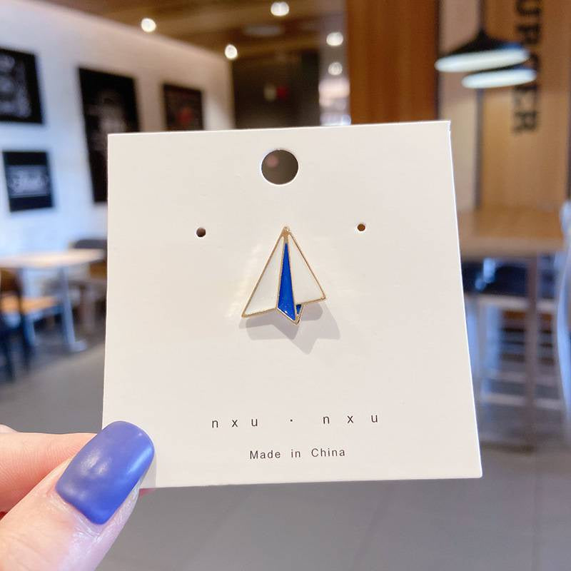 Alloy Metal Paper Airplane Brooch Pin