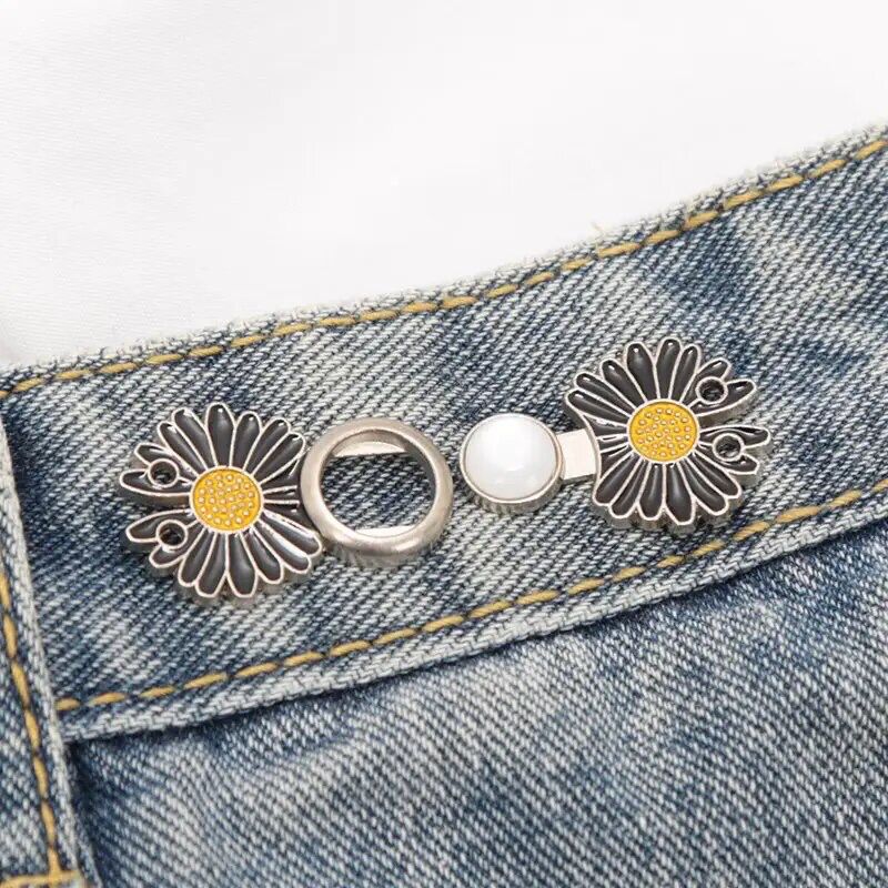Black Sunflower Detachable Tighten Waist Button