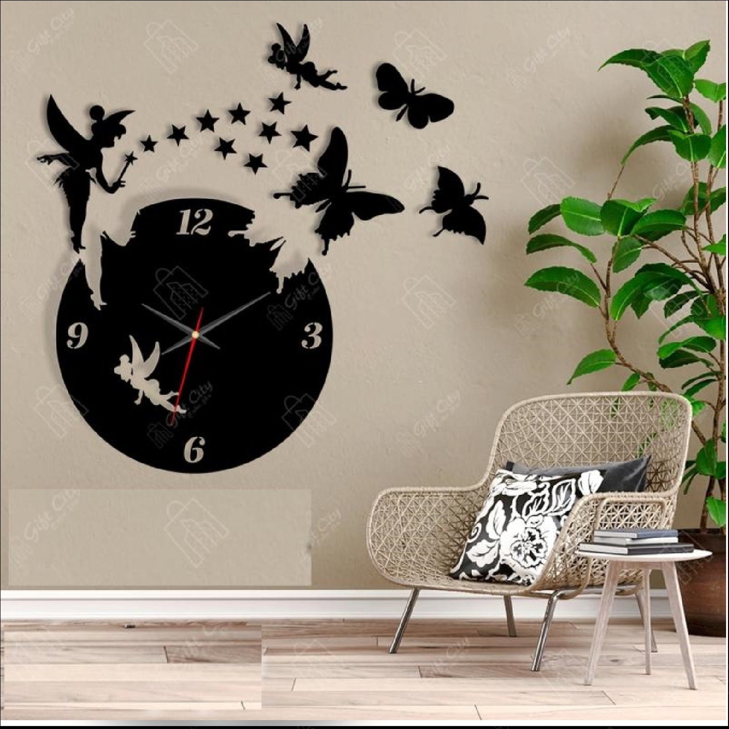 Wooden Fairy Home Wall Clock