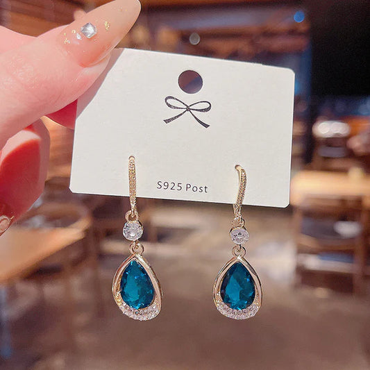 Sapphire Drop Stud Earrings