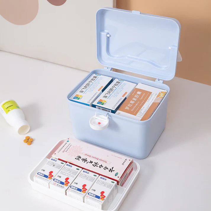 Portable Double Layer Medicine Box