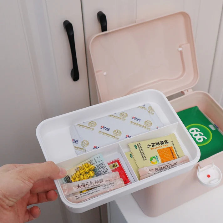 Portable Double Layer Medicine Box