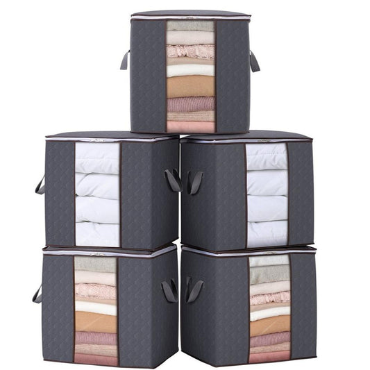 5-Piece Grey Storage Organizer Bag Clothes