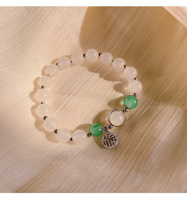 White and Green Emerald Bracelet