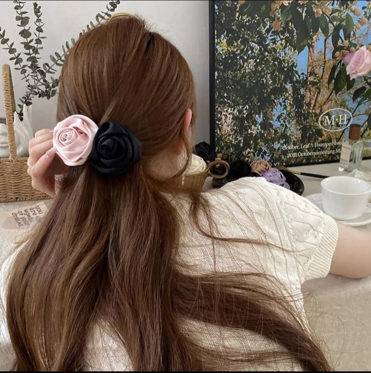 1Pcs French Style Satin Vintage Rose Flower Headbands(Random Colour)