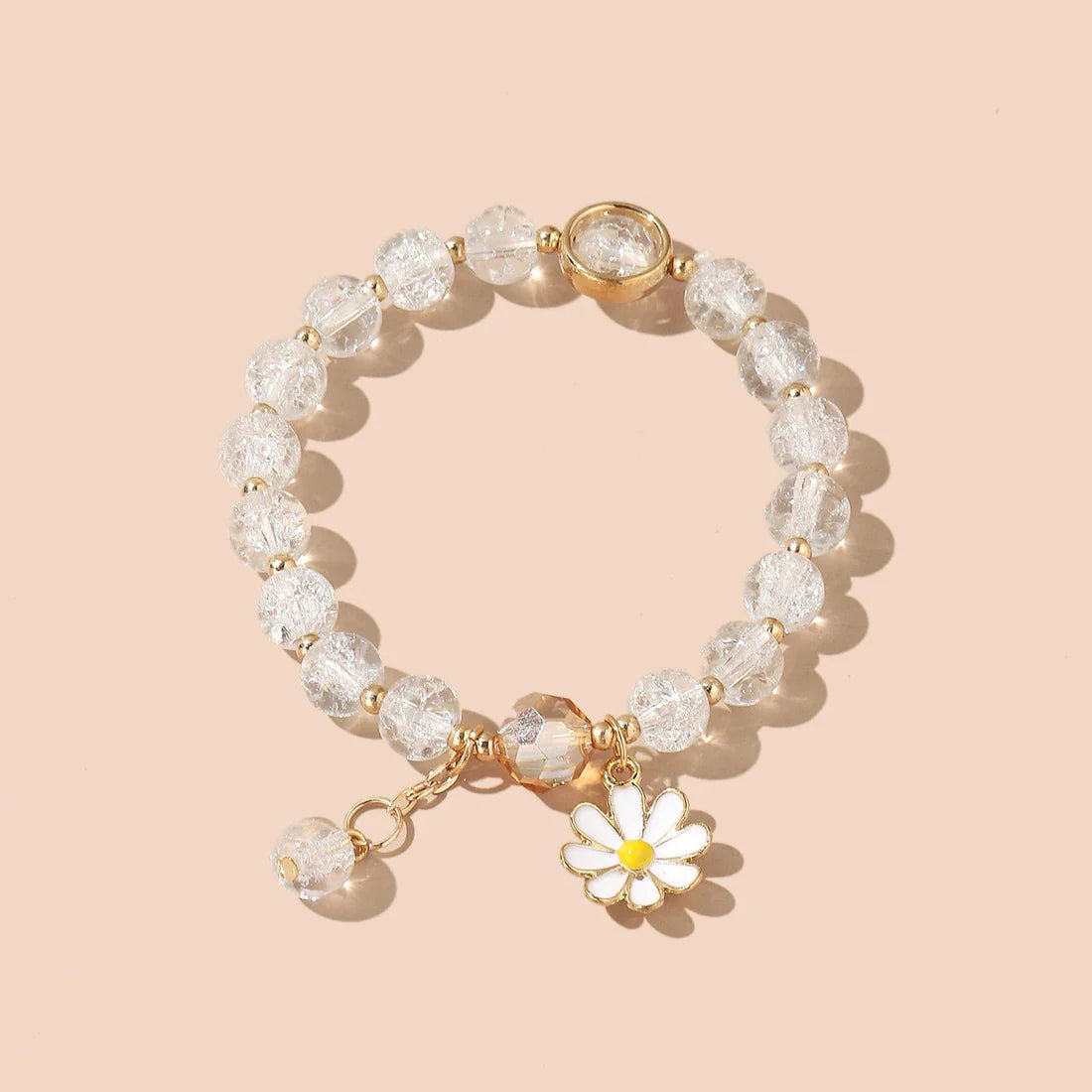 Embrace Nature's Beauty with our Fashion Flower Charm Beaded Bracelet
