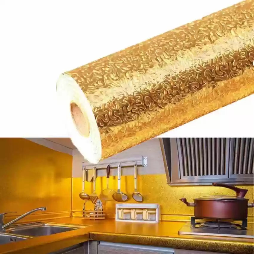 (60x200cm) Gold Foil Sheet Kitchen Self-Adhesive Anti-Mold and Heat Resistant