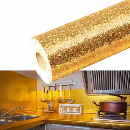 (60x200cm) Gold Foil Sheet Kitchen Self-Adhesive Anti-Mold and Heat Resistant