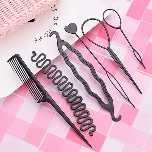 6Pcs Hair Braider Tool Set Easy Ponytail & Styling Accessories