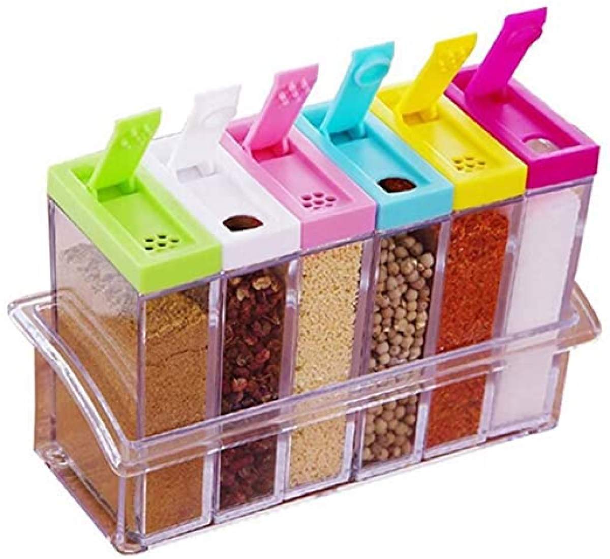 6 PC Kitchen Acrylic Spice Jar Storage Boxes