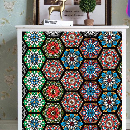 12 Pcs Colorful Hexagon Wall Tile Stickers (5X5 Inch)