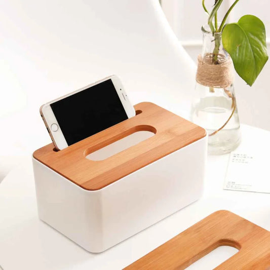 Modern Single Piece Tissue Box With Phone Stand
