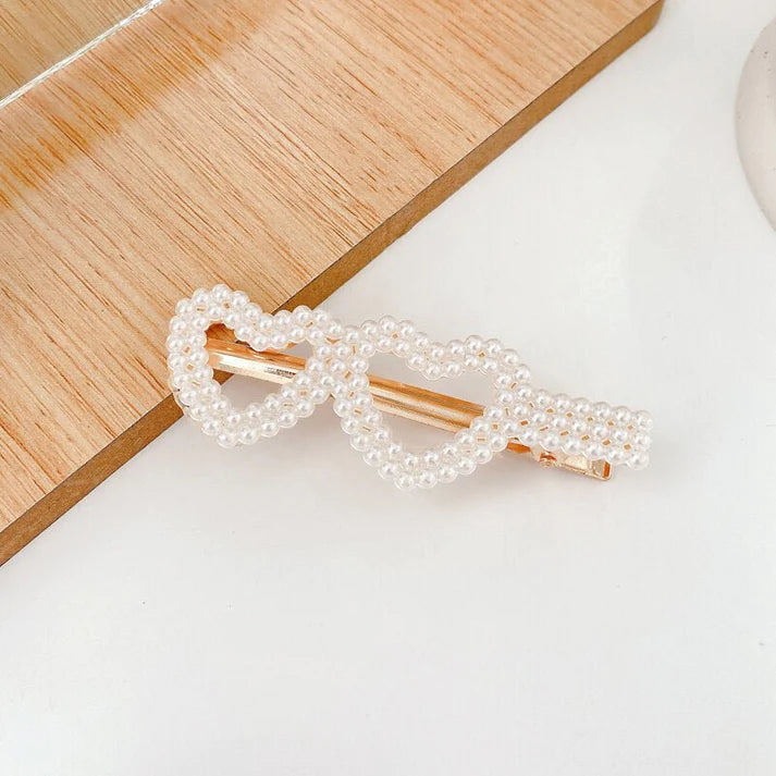 Rosegold color Pearl heart-shaped hair clip