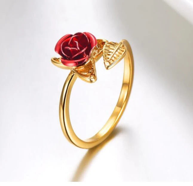 Sterling Gold Rose Adjustable Ring