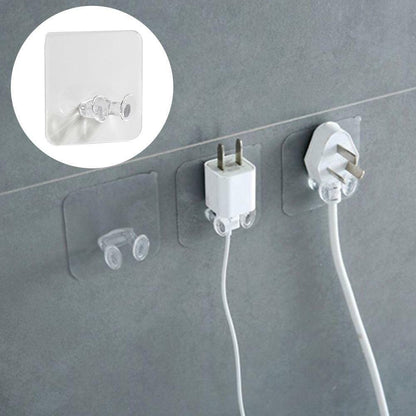 2 Pcs Strong Adhesive Wall Mounted Plug Holder Hook