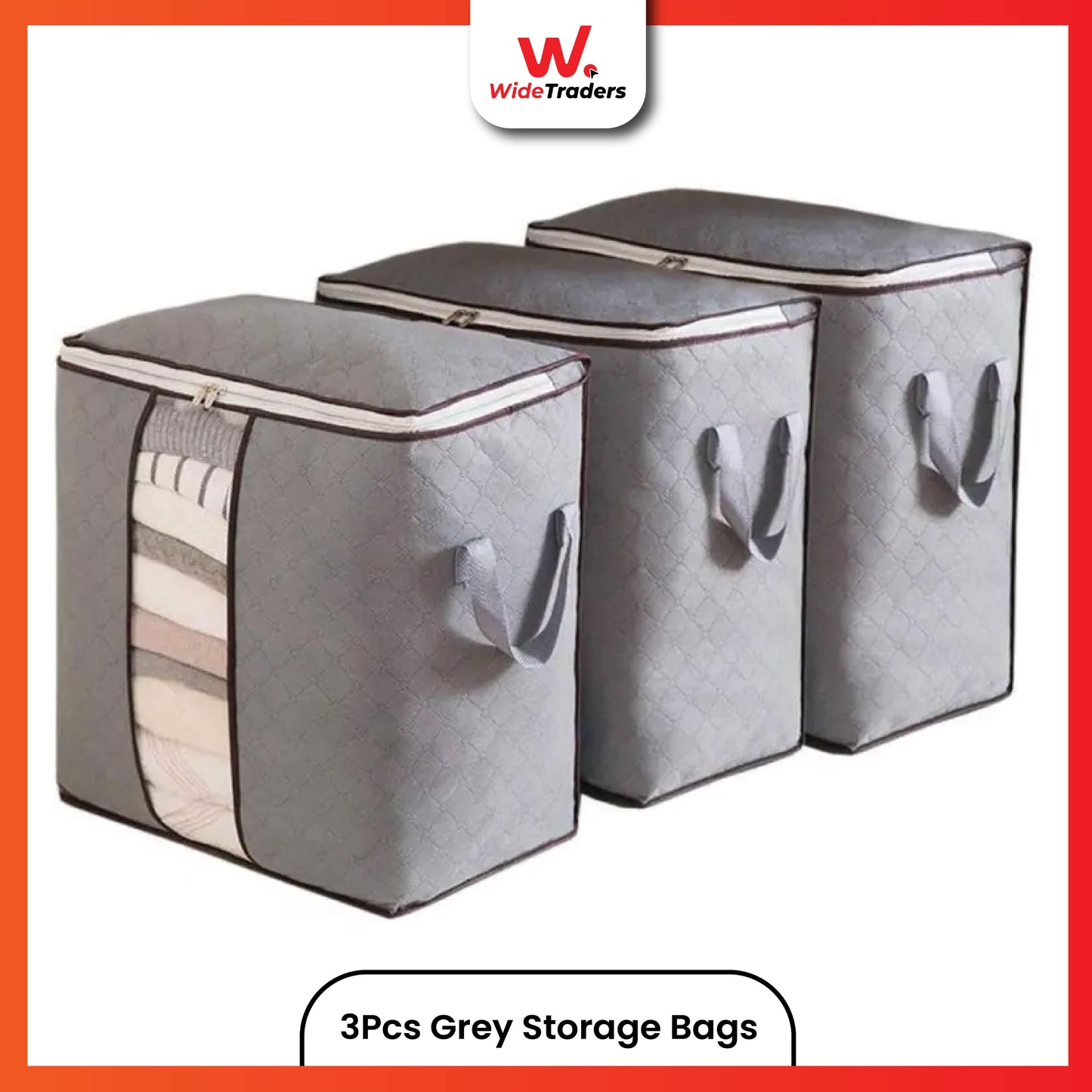 3Pcs Grey Bamboo Storage Bag