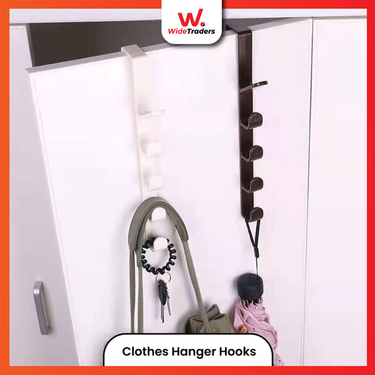 Over The Door Organizer Hanger Rack Coats Caps Clothes Holder with 5 Hooks