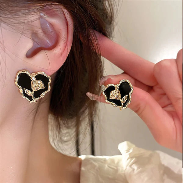 Elegant Heart and Petal Earrings