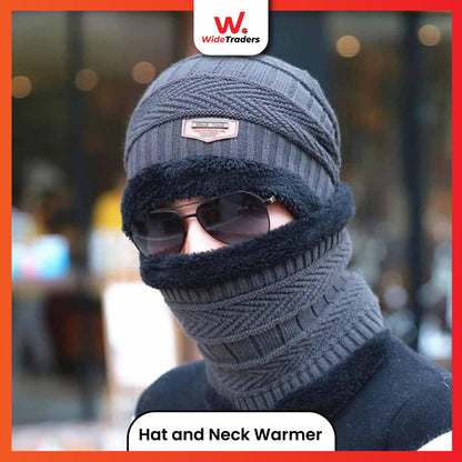 Winter Hat For Men Fleece Scarf Neck