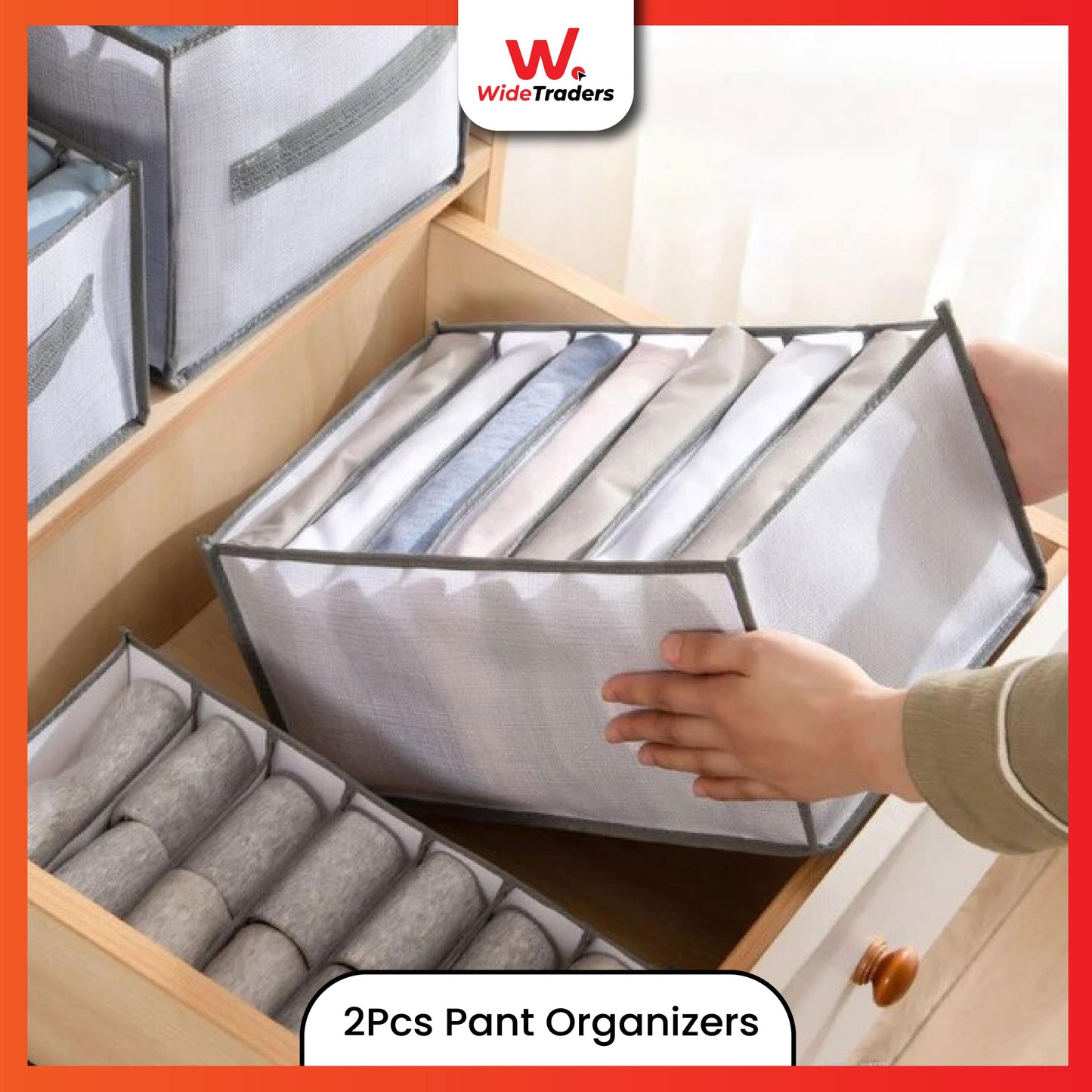 2Pcs 7 Grid Pants Organizer Storage Box