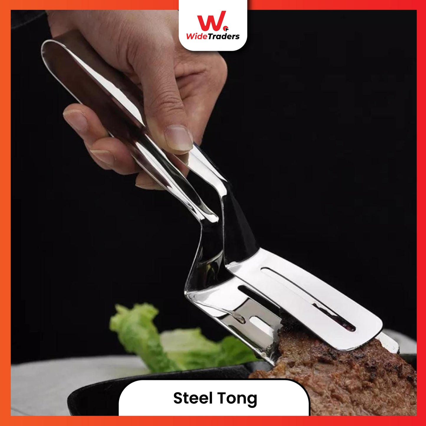 3-in-1 Cooking Double Sided Spatula Steel Tong(8inch)