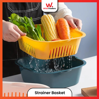 Refrigerator Strainer Double Drainer Basket For Washing Vegetable Fruit Basket With Lid