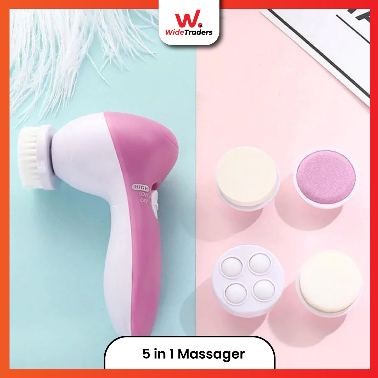 5 in 1 Cell Operated Cleaning Facial Massager Machine