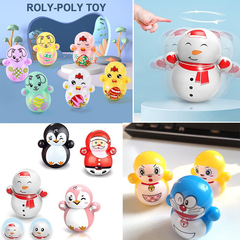 3Pcs Roly-Poly Toy Tumbler Shaking Fidget Doll (Random Color)