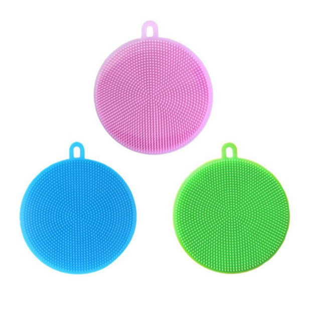 3Pcs Silicone Cleaning Brushes Soft Silicone Scouring Pad