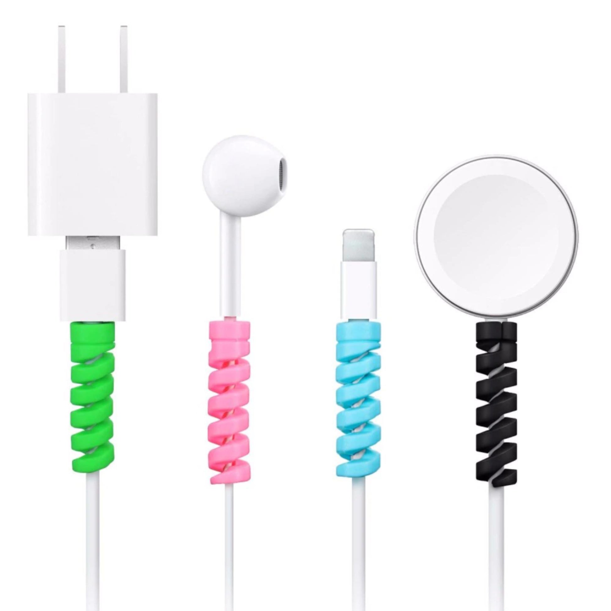 4 Pcs Spiral Silicone Cable Protector For Android / Iphone, Under One Dollar