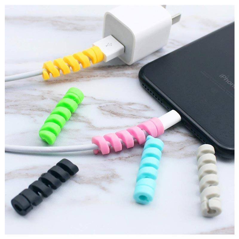 4 Pcs Spiral Silicone Cable Protector For Android / Iphone, Under One Dollar