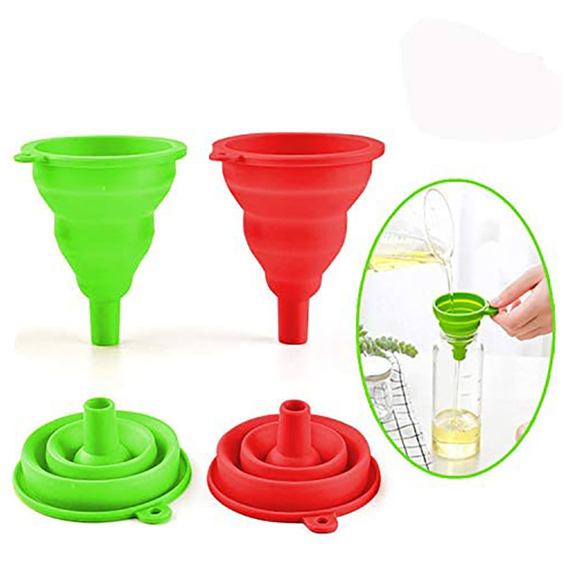 2Pcs Flexible Folding Silicone Funnel