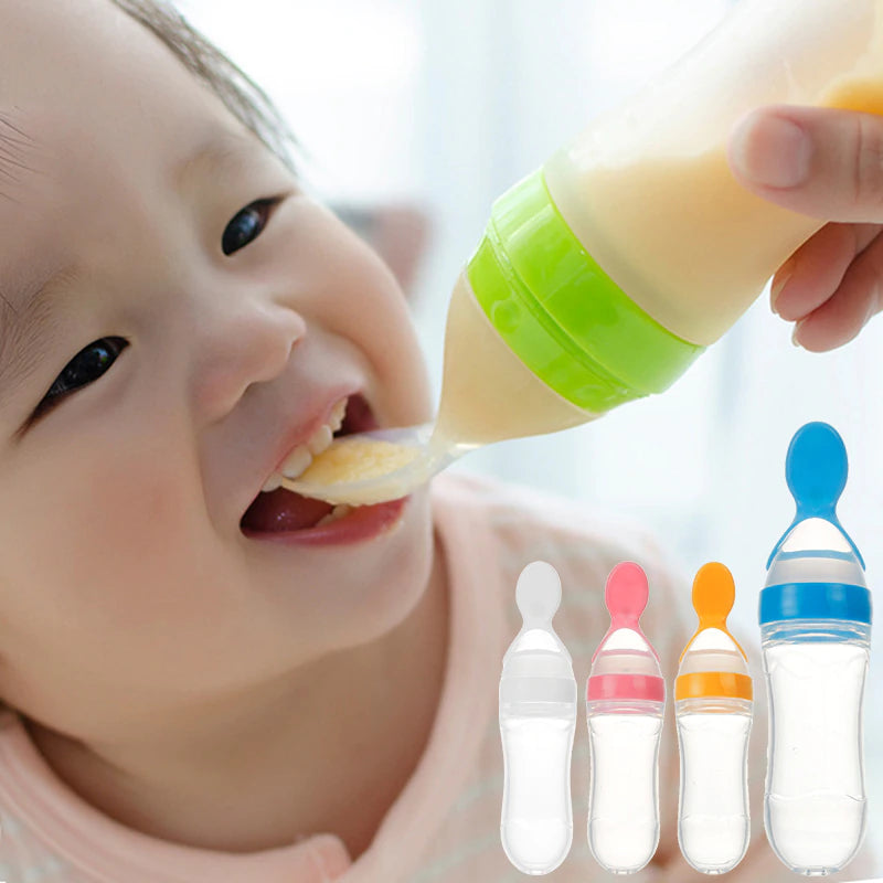 Silicone Baby Feeding Bottle with Spoon Feeder