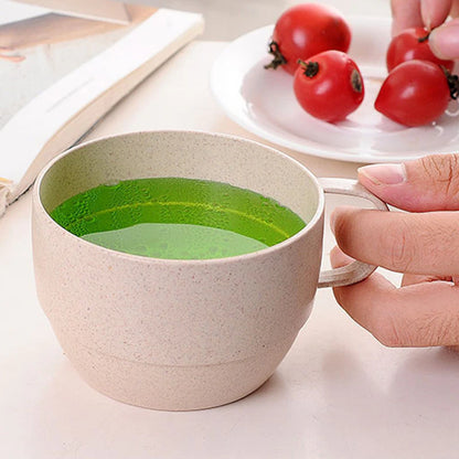 1Pcs Plastic Wheat Straw Coffee Tea Mug