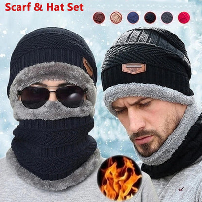 Winter Hat For Men Fleece Scarf Neck