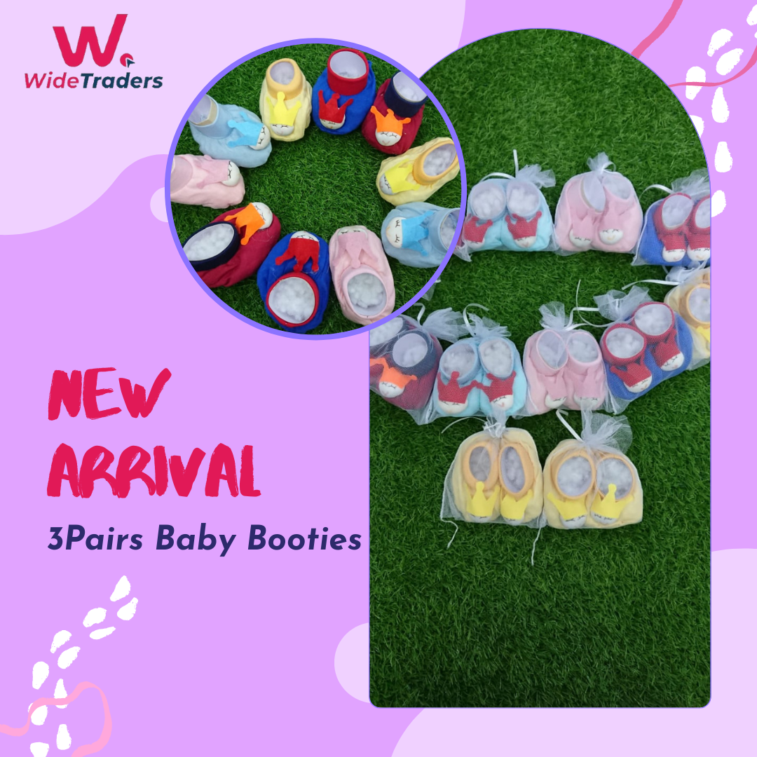 3Pairs New Born Baby Footwear Booties Soft Cotton