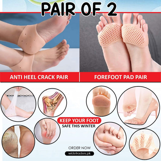Combo Of 2🦶🏻 Silicone Heel Gel Protector & Silicone Soft Forefoot Pads