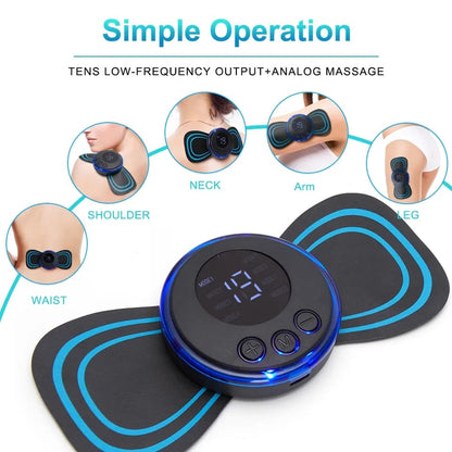 Mini Butterfly EMS Electronic Pulse Massager for Muscle Stiffness Soreness and Stress