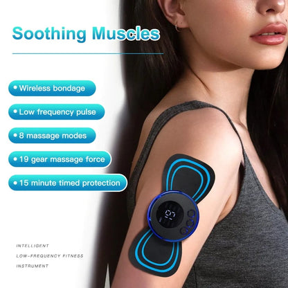 Mini Butterfly EMS Electronic Pulse Massager for Muscle Stiffness Soreness and Stress