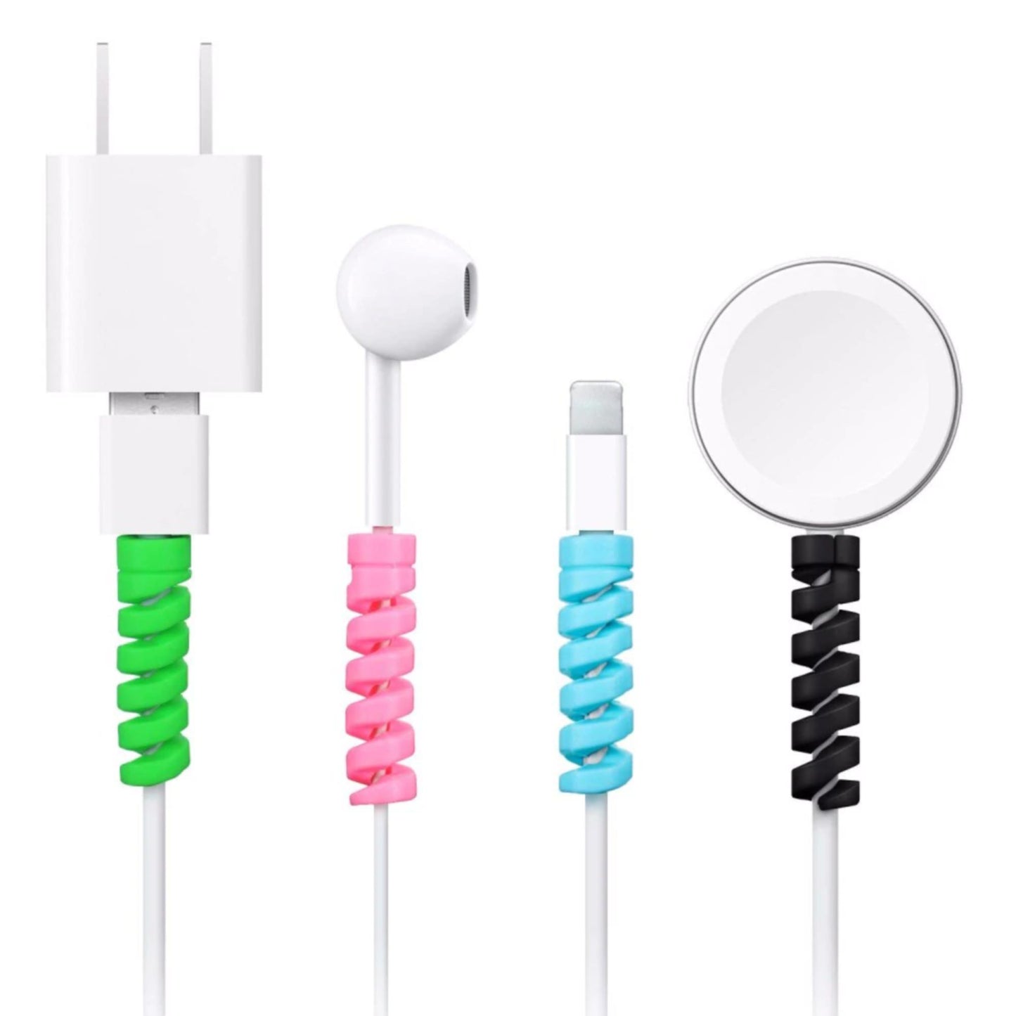 4 Pcs Spiral Silicone Cable Protector For Android / Iphone