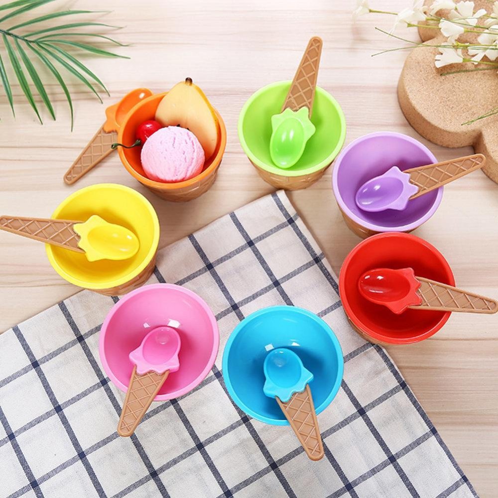 2Pcs Colorful Ice Cream Bowls Cup for Kids